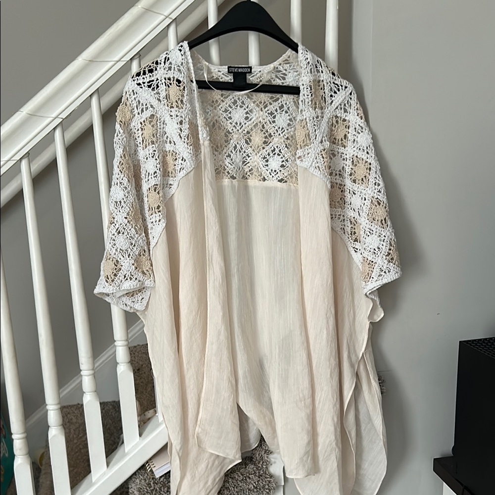 Free People Cream Lace Kimono Top